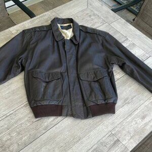 Brown Bomber Jacket with Ribbed Waistband